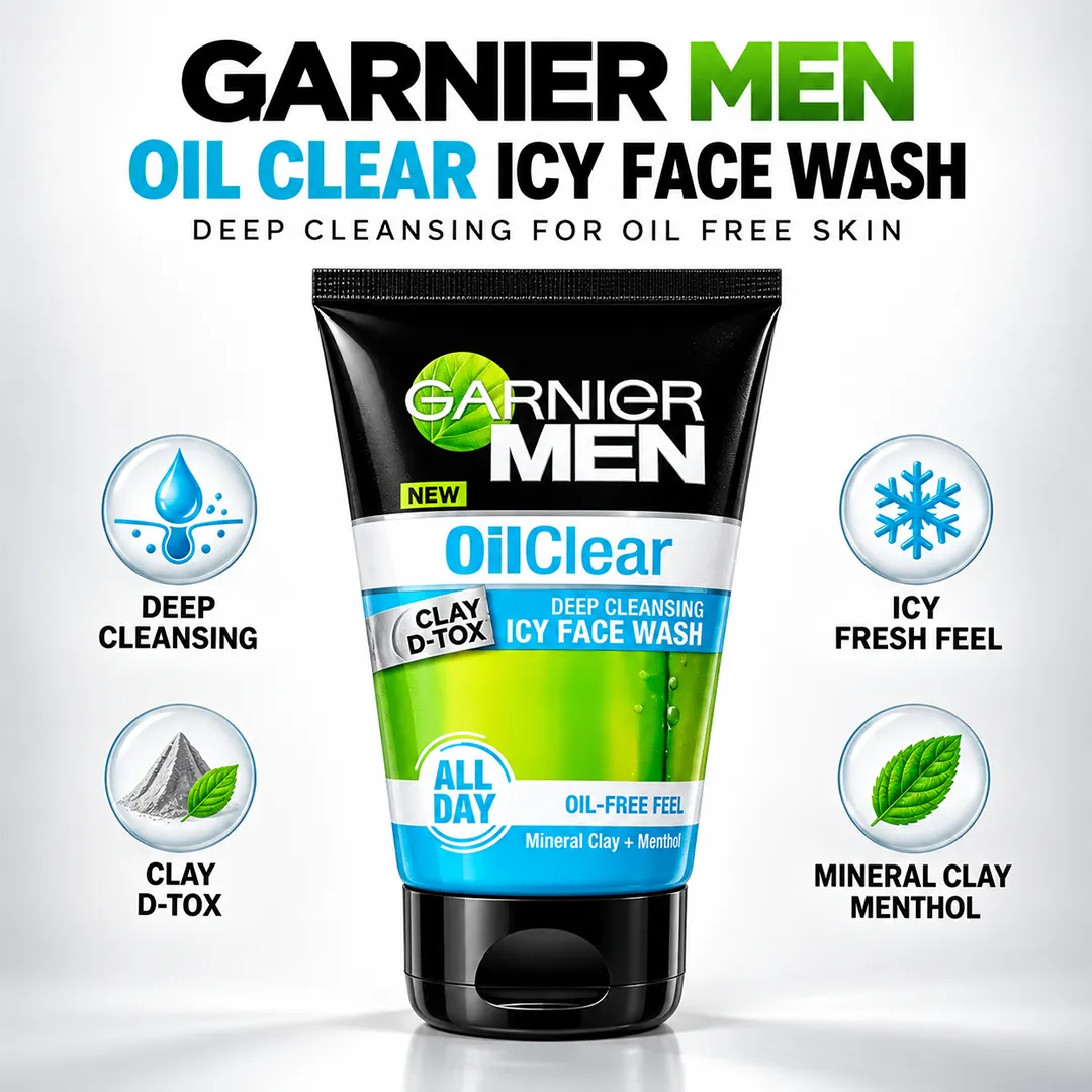GARNIER MEN OIL CLEAR ICY FACE WASH 100ML