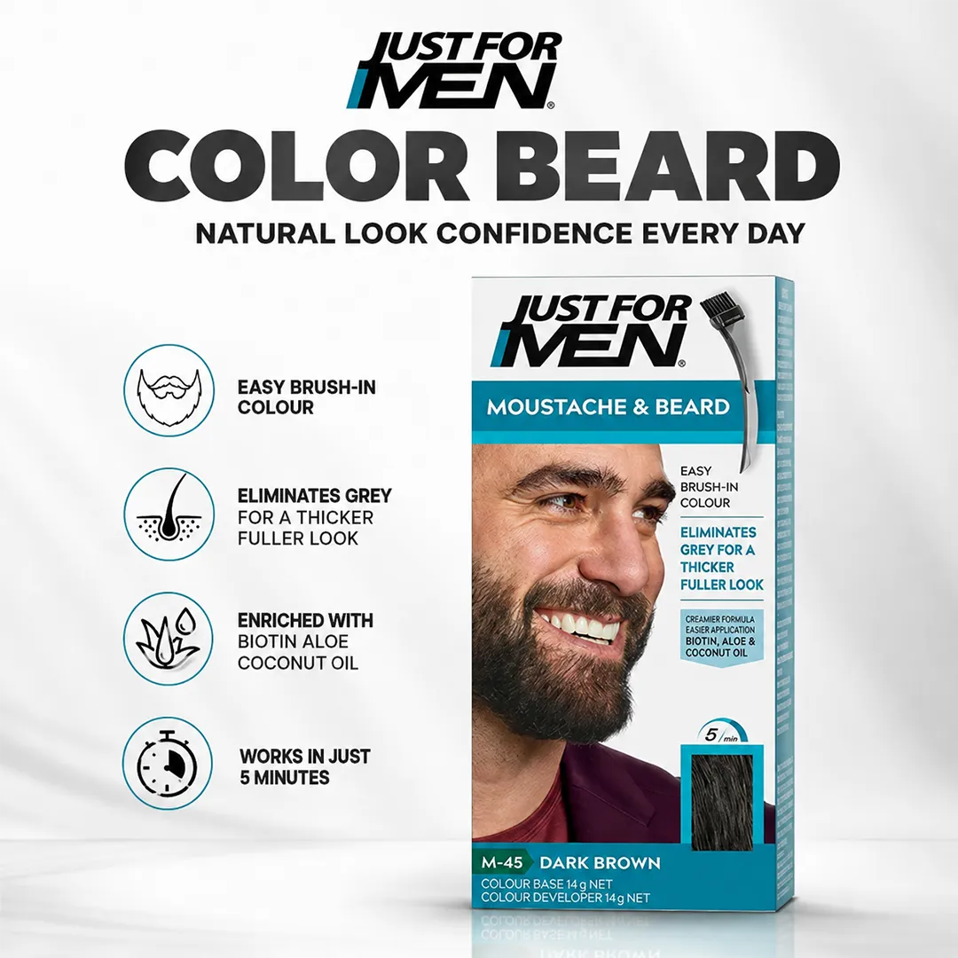 JUST FOR MEN COLOR BEARD DARK BROWN.