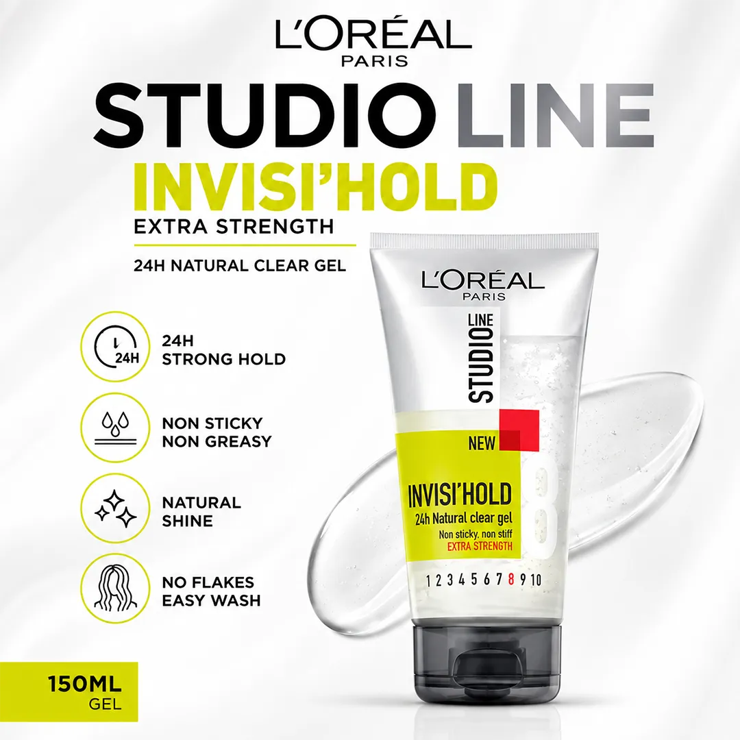 LOREAL STUDIO HAIR GEL 150ML INVISI HOLD EXTRA STRENGTH