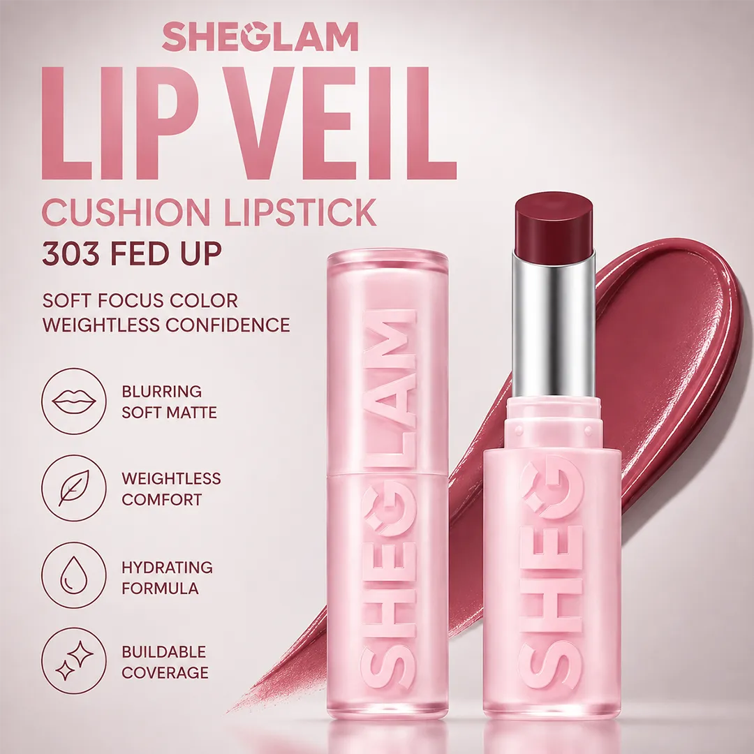 SHEGLAM LIP VEIL CUSHION LIPSTICK 303 FED UP