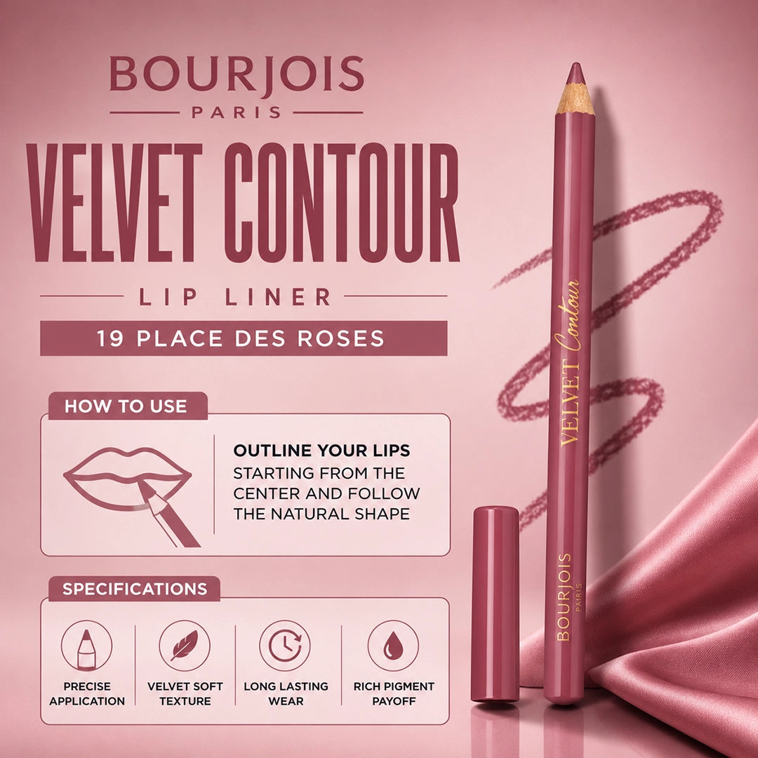 BOURJOIS LIP LINER VELVET CONTOUR 19 PLACE DES ROSES