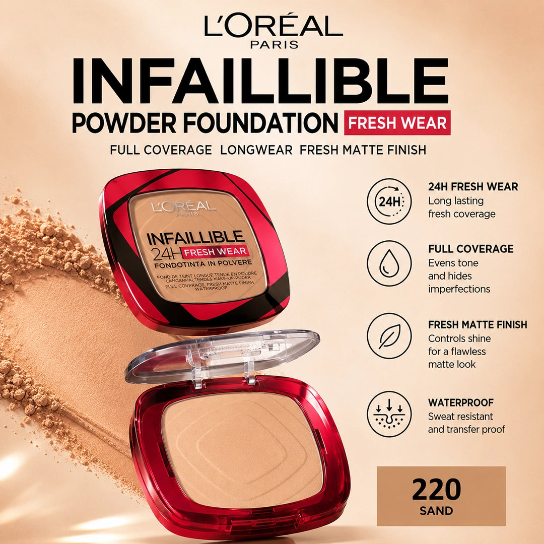 LOREAL INFAILLIBLE POWDER FOUNDATION FRESH WEAR 220 (1733) 9