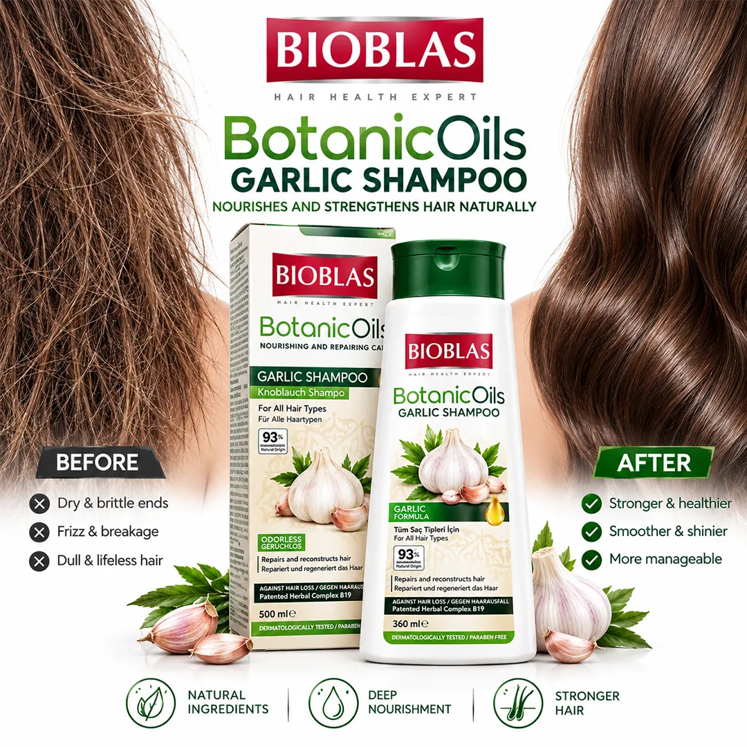 BIOBLAS SHAMPOO 360ML BOTANIC OILS GARLIC