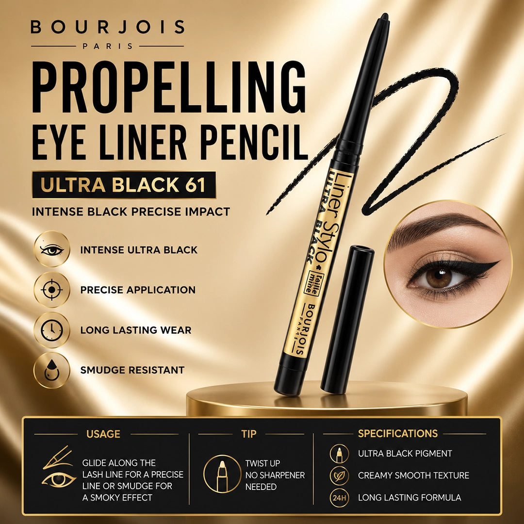 BOURJOIS PROPELLING EYE LINER PENCIL ULTRA BLACK 61