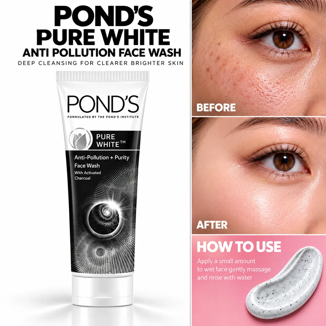 PONDS PAK PURE WHITE ANTI POLLUTION FACE WASH 50G