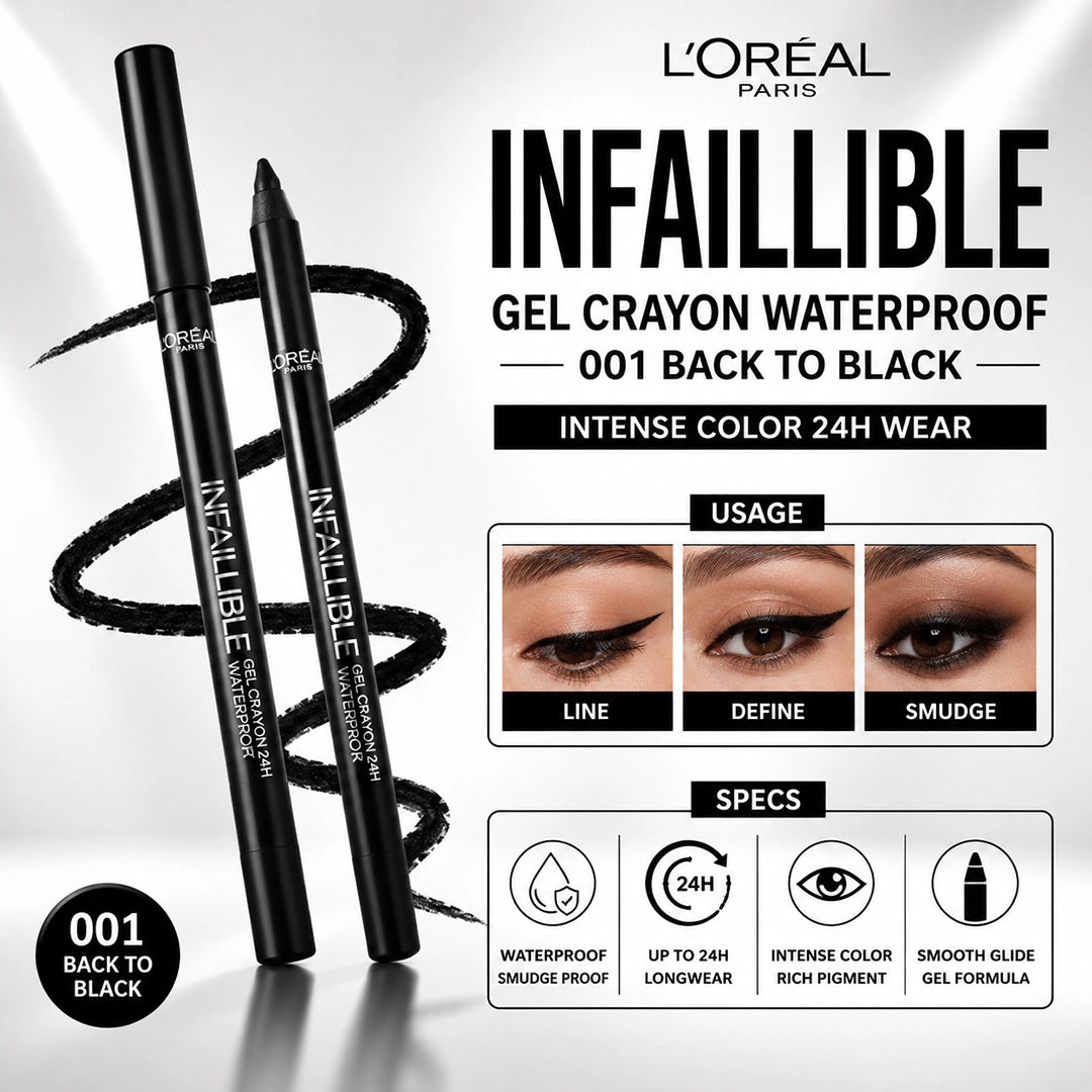 LOREAL INFAILLIBLE GEL CRAYON WATERPROOF 001 (1541)