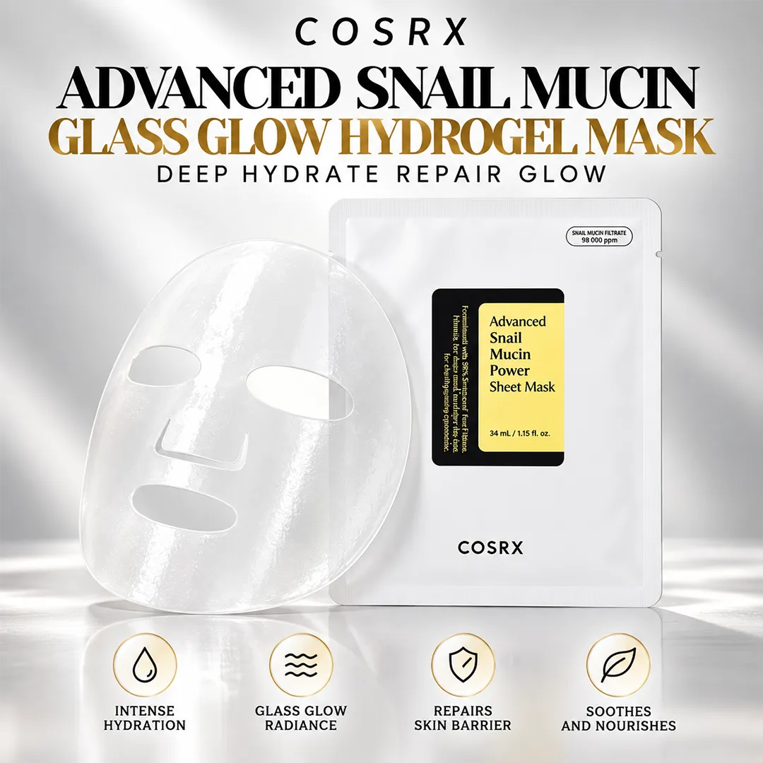 COSRX ADVANCED SNAIL MUCIN GLASS GLOW HYDROGEL MASK 34GM