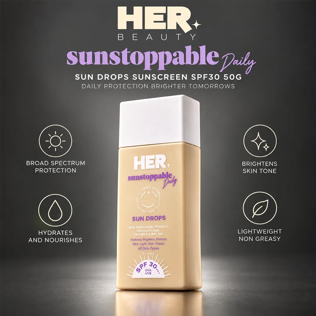 HER BEAUTY SUNSTOPPABLE SUN DROPS SUNSCREEN SPF30 50G