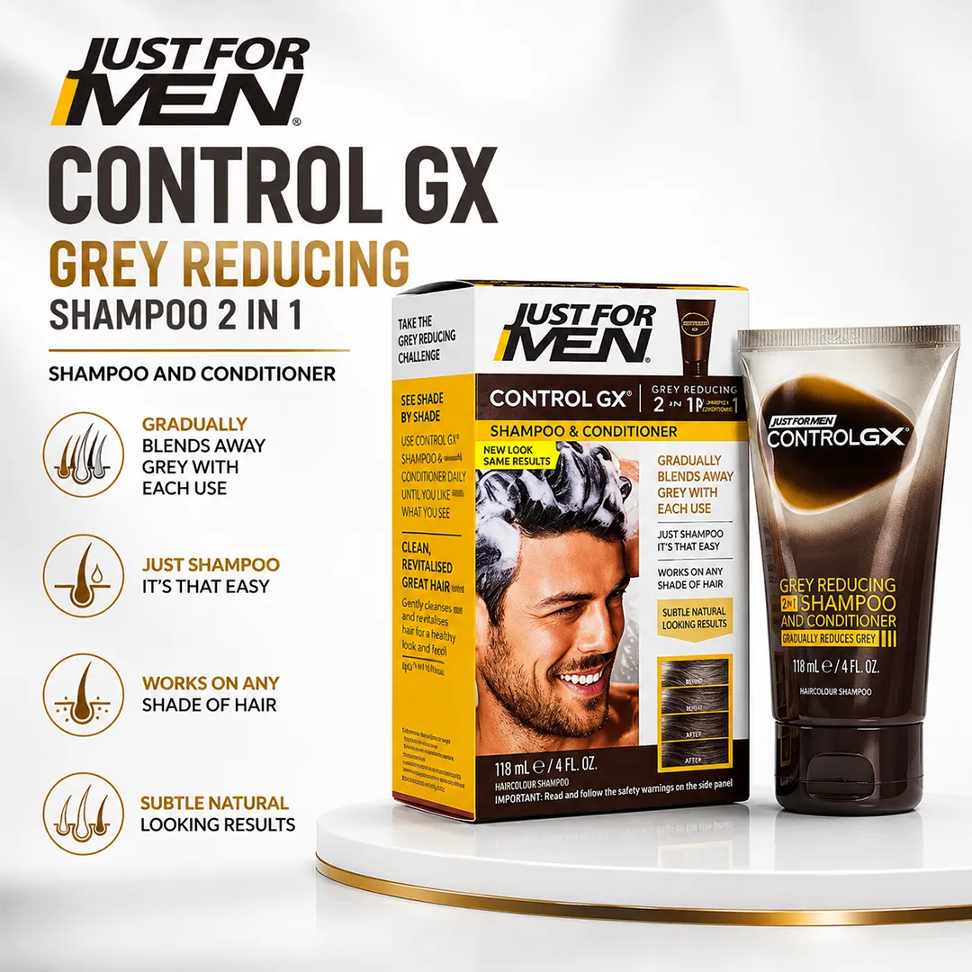 JUST FOR MEN CONTROL GX GREY REDUCING SHAMPOO 2 IN 1 118ML