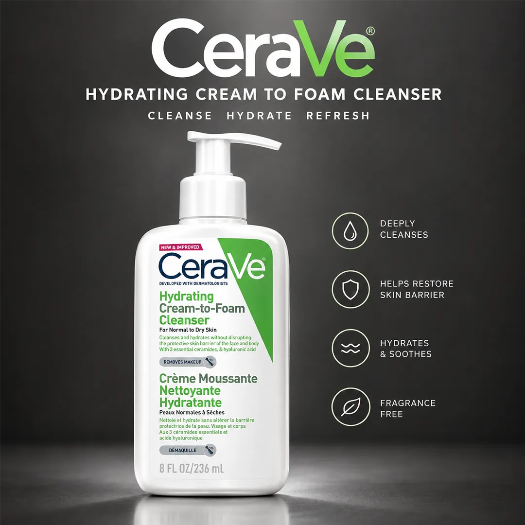 CERAVE UK HYDRATING CREAM TO FOAM CLEANSER 236ML