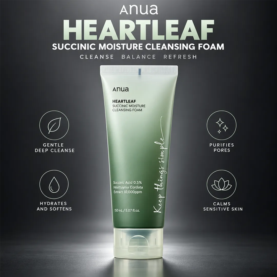 ANUA HEART LEAF SUCCINIC MOISTURE CLEANSING FOAM 150ML