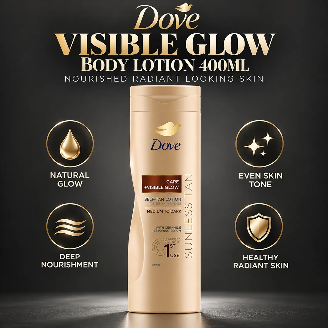 DOVE UK BODY LOTION 400ML VISIBLE GLOW MEDIUM TO DARK