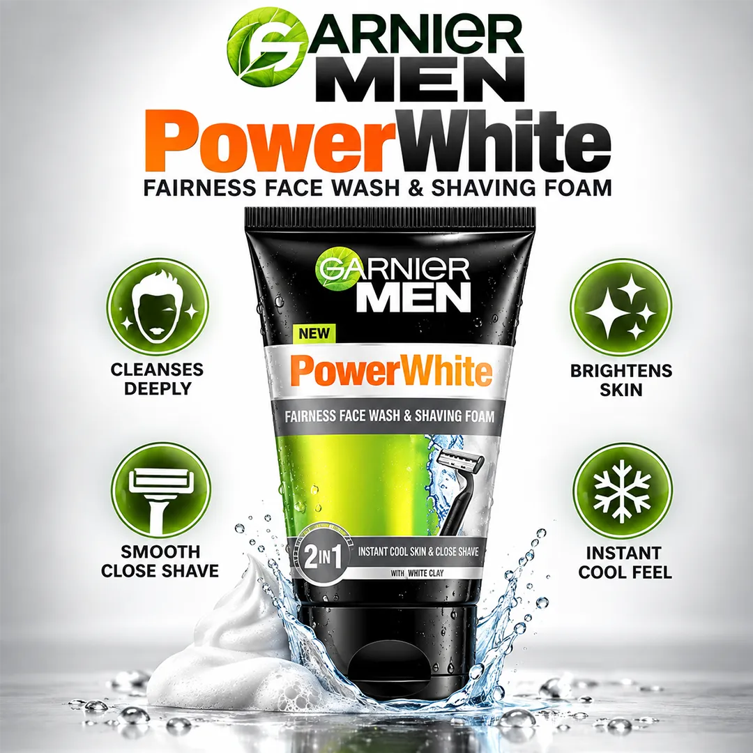GARNIER MEN FACE WASH & SHAVING FOAM 2 IN 1 100ML