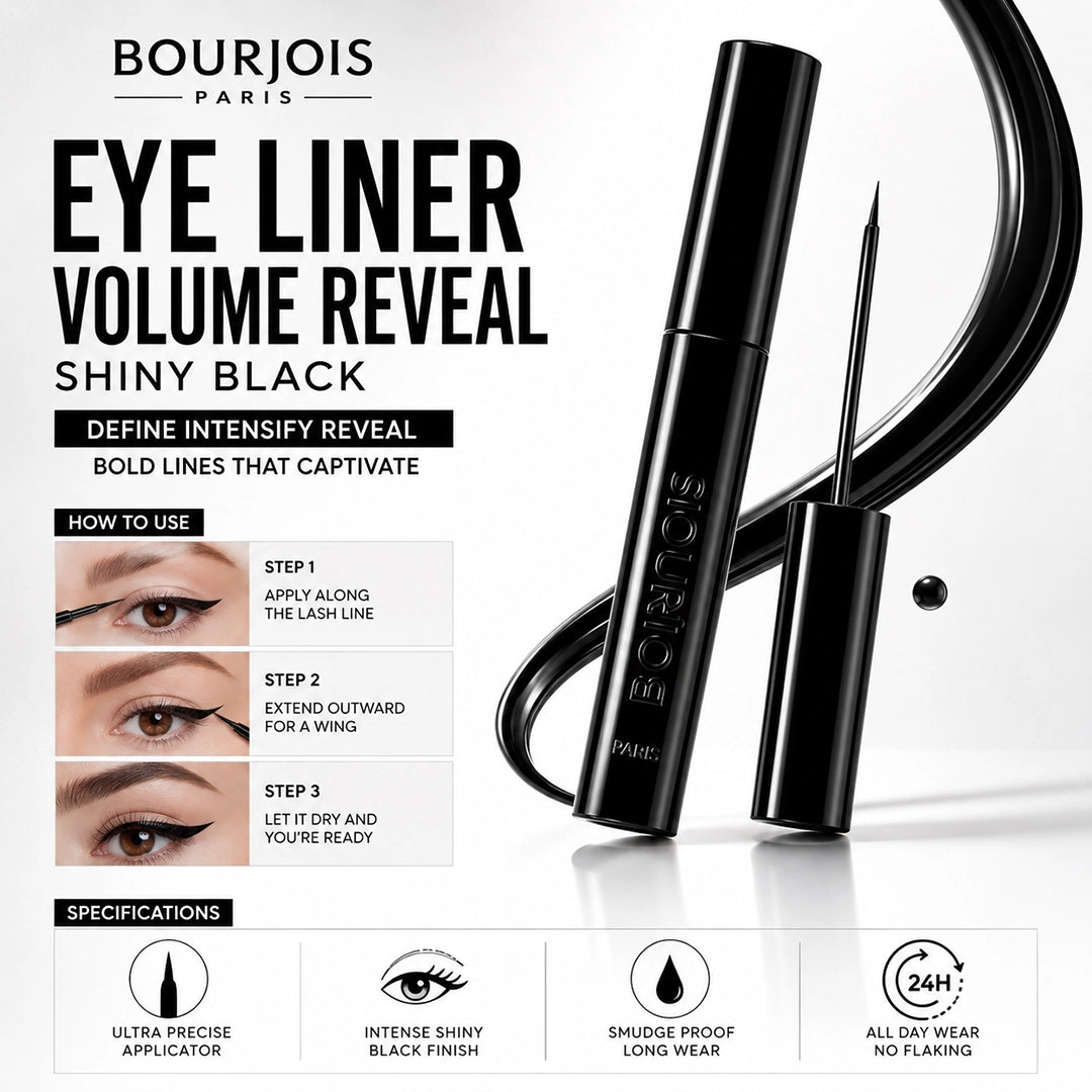 BOURJOIS EYE LINER VOLUME REVEAL SHINY BLACK
