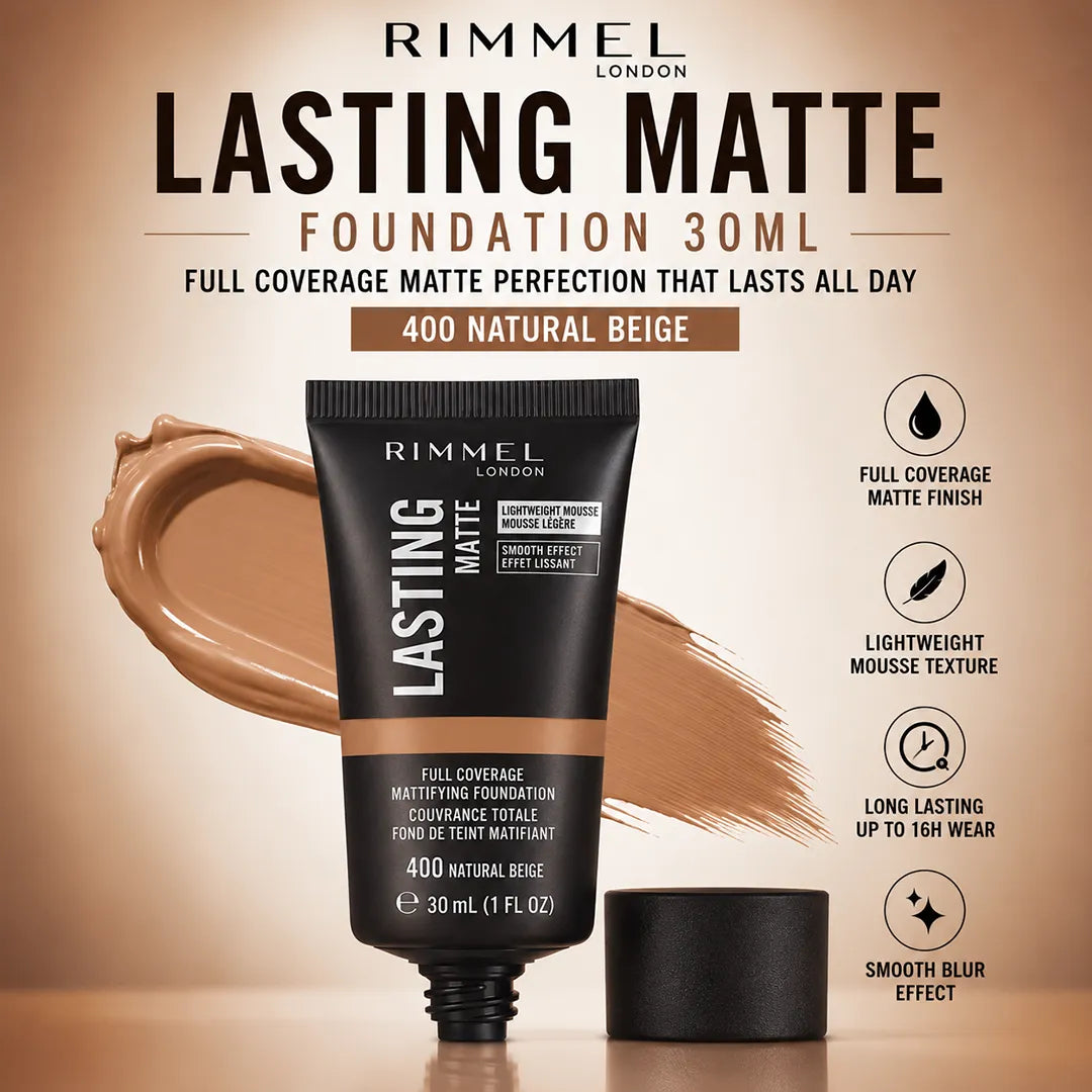 RIMMEL LASTING MATTE FND 400 NATURAL BEI