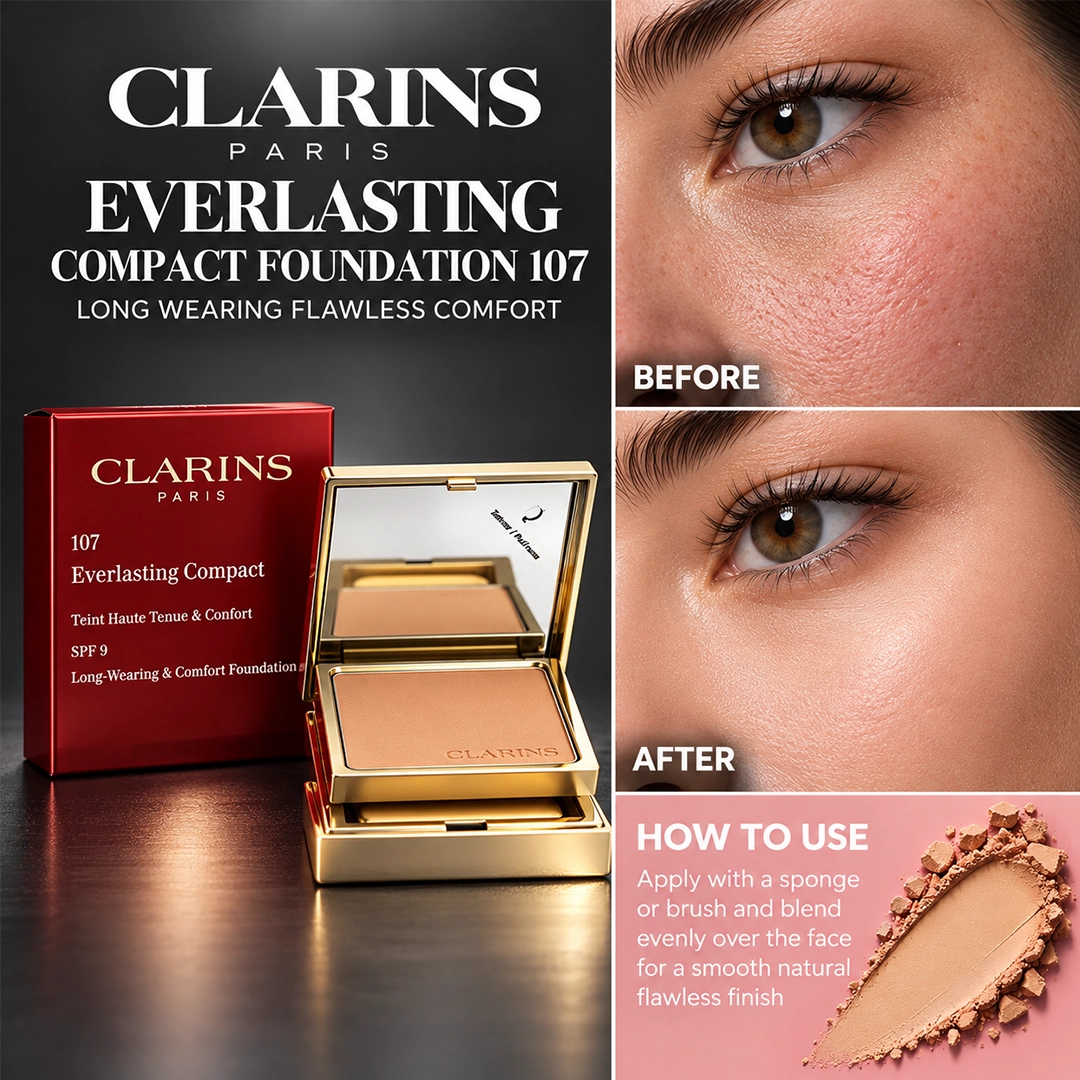 CLARINS EVERLASTING COMPACT FOUNDATION 107