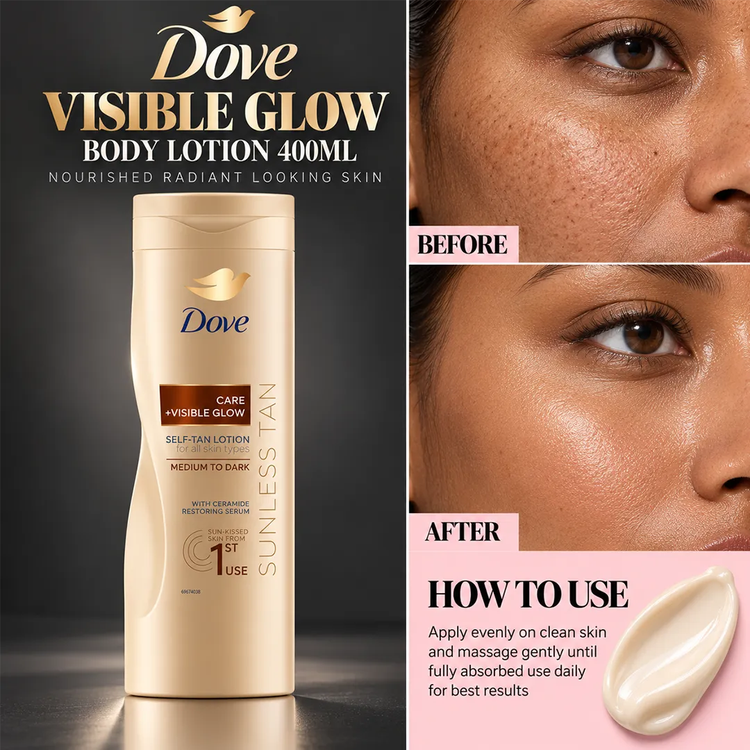 DOVE UK BODY LOTION 400ML VISIBLE GLOW MEDIUM TO DARK