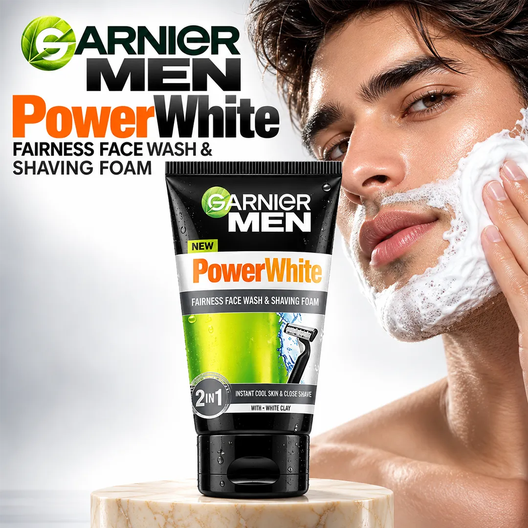 GARNIER MEN FACE WASH & SHAVING FOAM 2 IN 1 100ML