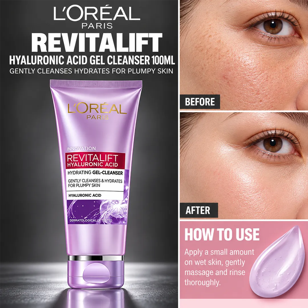 LOREAL REVITALIFT HYALURONIC ACID GEL CLEANSER 100ML