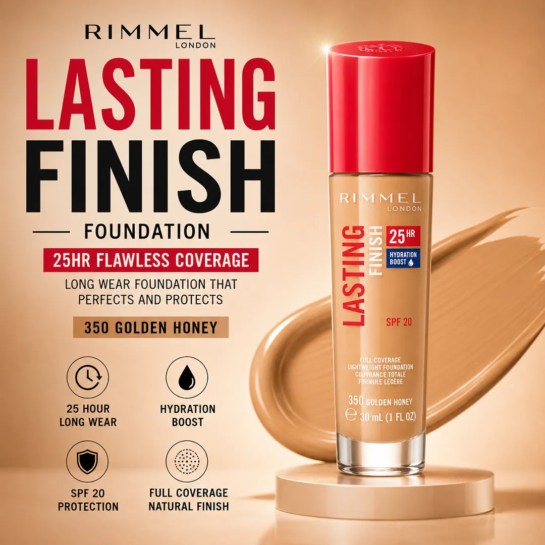 RIMMEL LASTING FINISH FOUNDATION 350 GOLDEN HON 4180