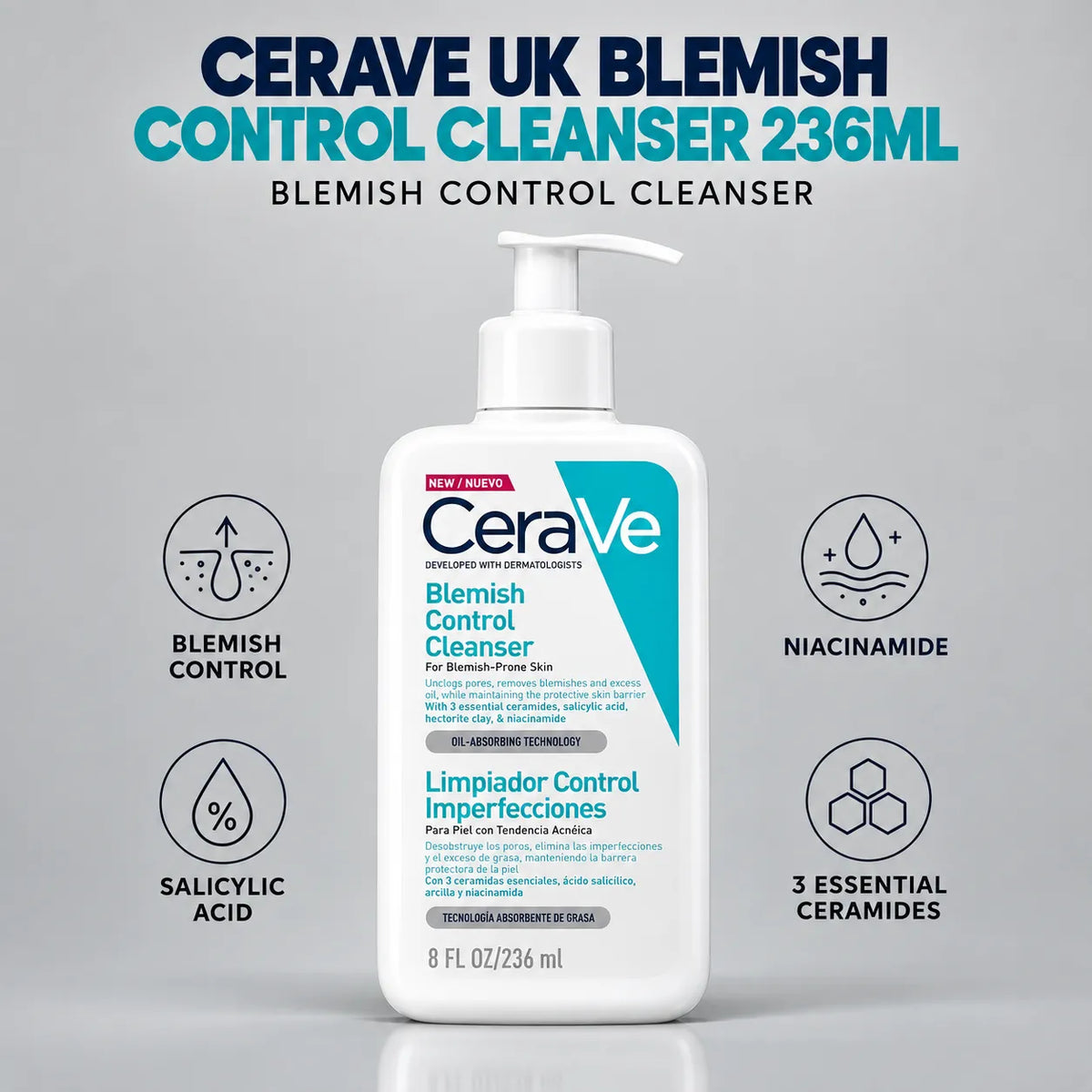 CERAVE UK BLEMISH CONTROL CLEANSER 236ML