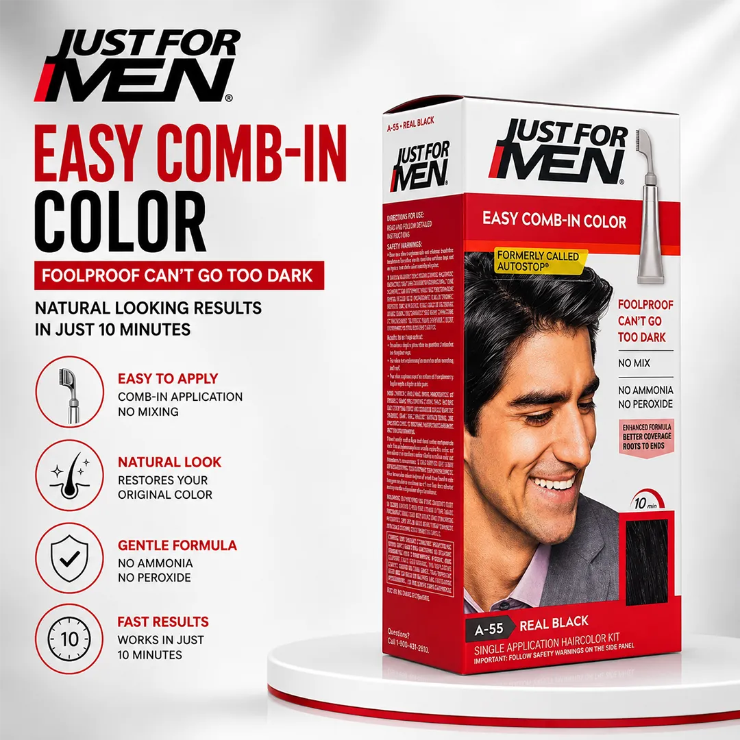 JUST FOR MEN COLOR EASY COMB REAL BLACK