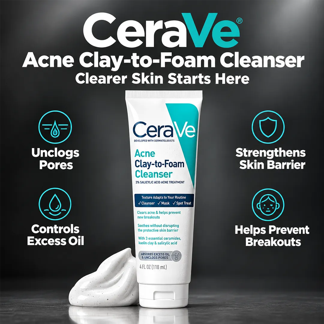CERAVE ACNE CLAY TO FOAM CLEANER 118ML