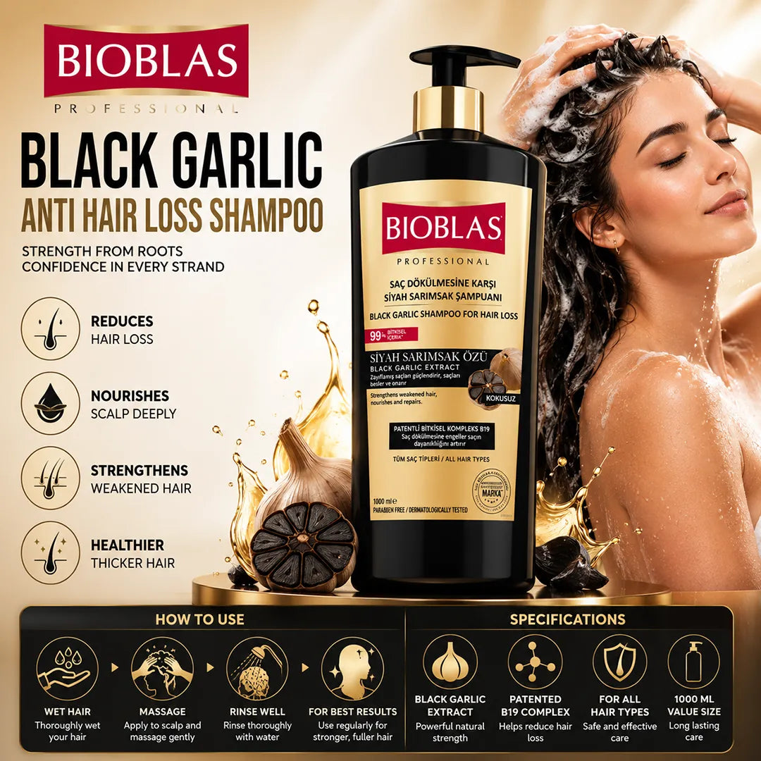 BIOBLAS SHAMPOO 1000ML ANTI HAIR LOSS BLACK GARLIC