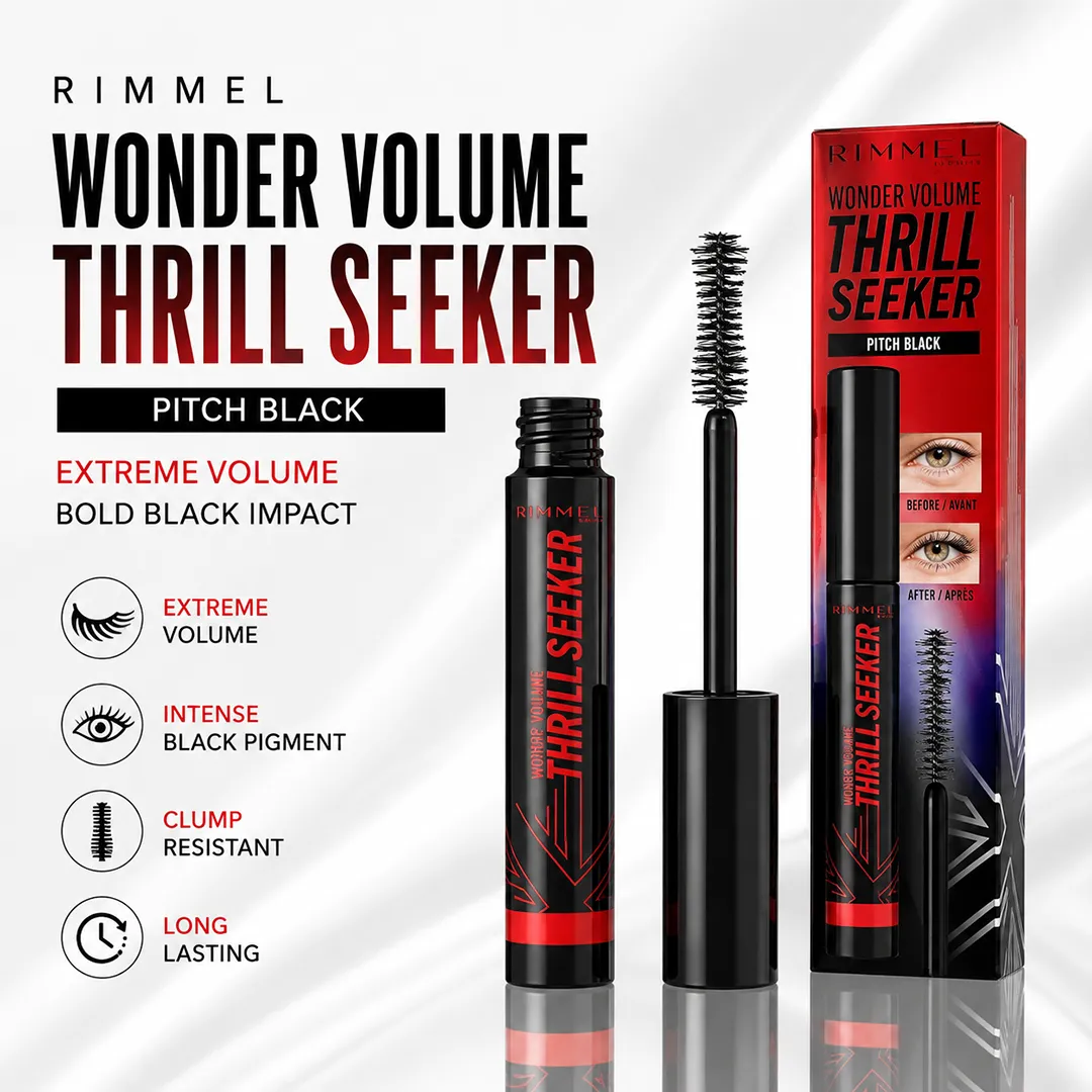 RIMMEL MASCARA WONDER VOLUME PITCH BLACK