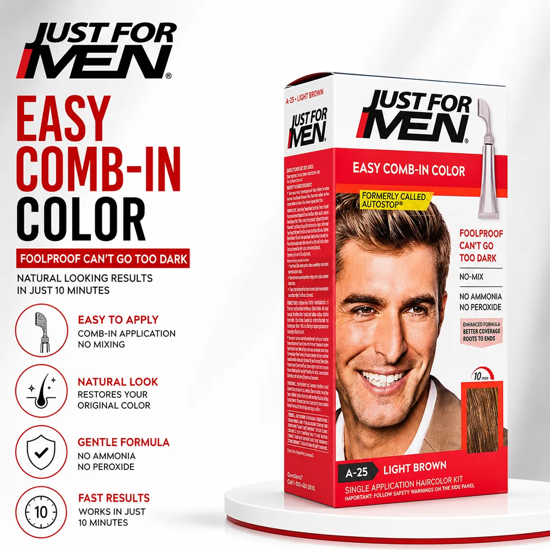 JUST FOR MEN COLOR EASY COMB LIGHT BROWN