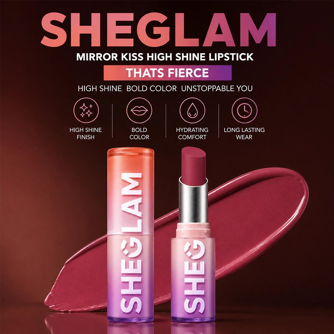 SHEGLAM MIRROR KISS HIGH SHINE LIPSTICK THATS FIERCE