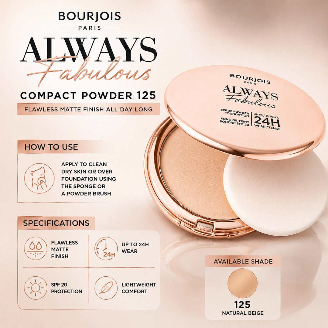 BOURJOIS ALWAYS FABULOUS COMPACT POWDER 125
