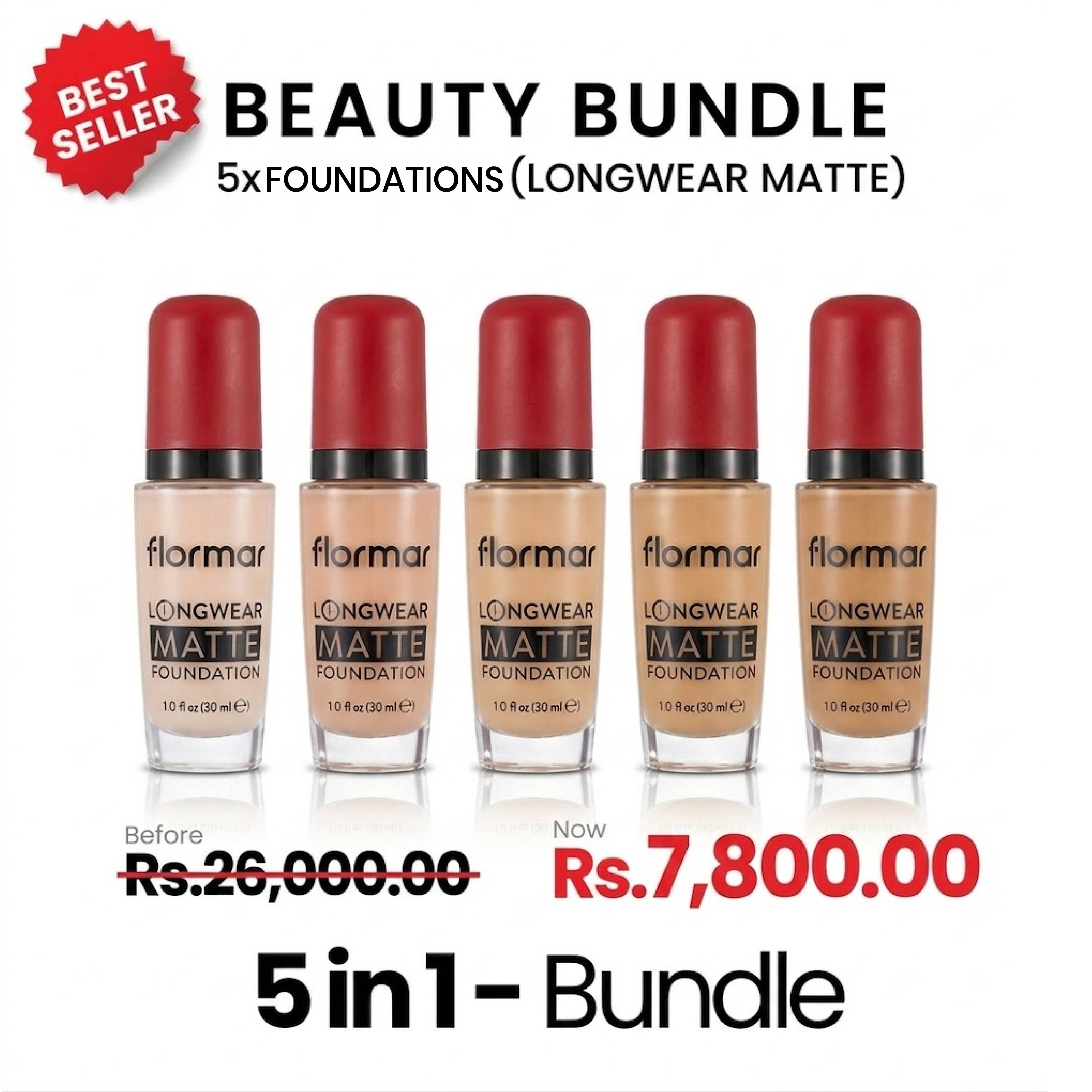 Flormar Foundation Longwear Matte Bundle – 5 Shades