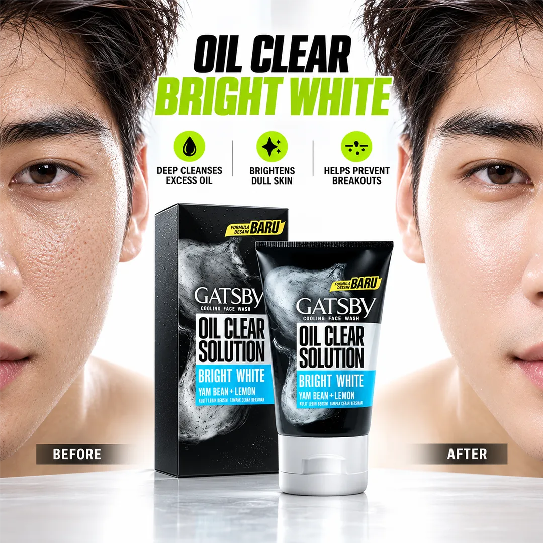 GATSBY MEN FACE WASH 100GM BRIGHT WHITE