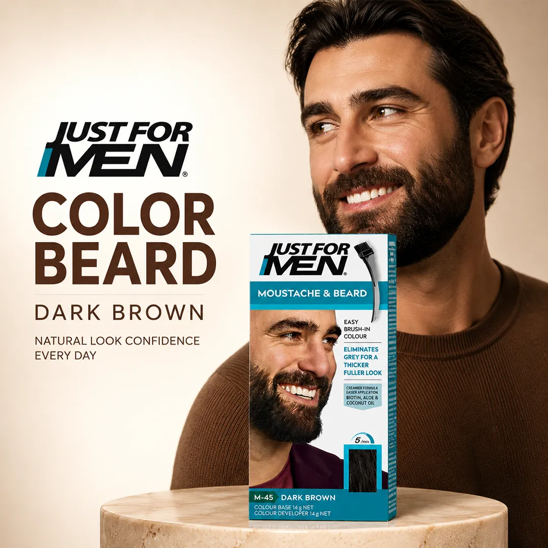 JUST FOR MEN COLOR BEARD DARK BROWN.