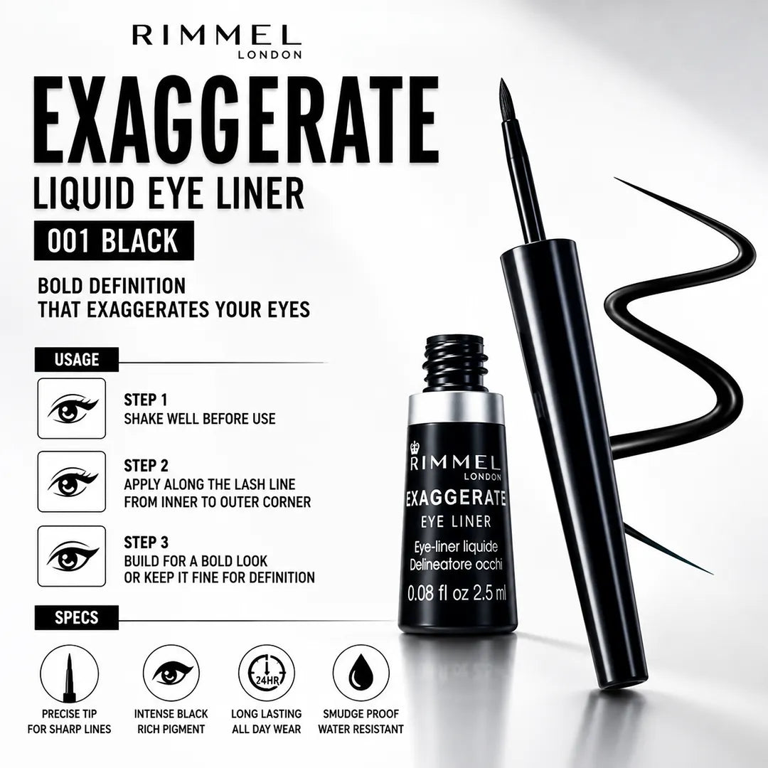 RIMMEL EYELINER LIQUID EXAGGERATE LIQUID 001