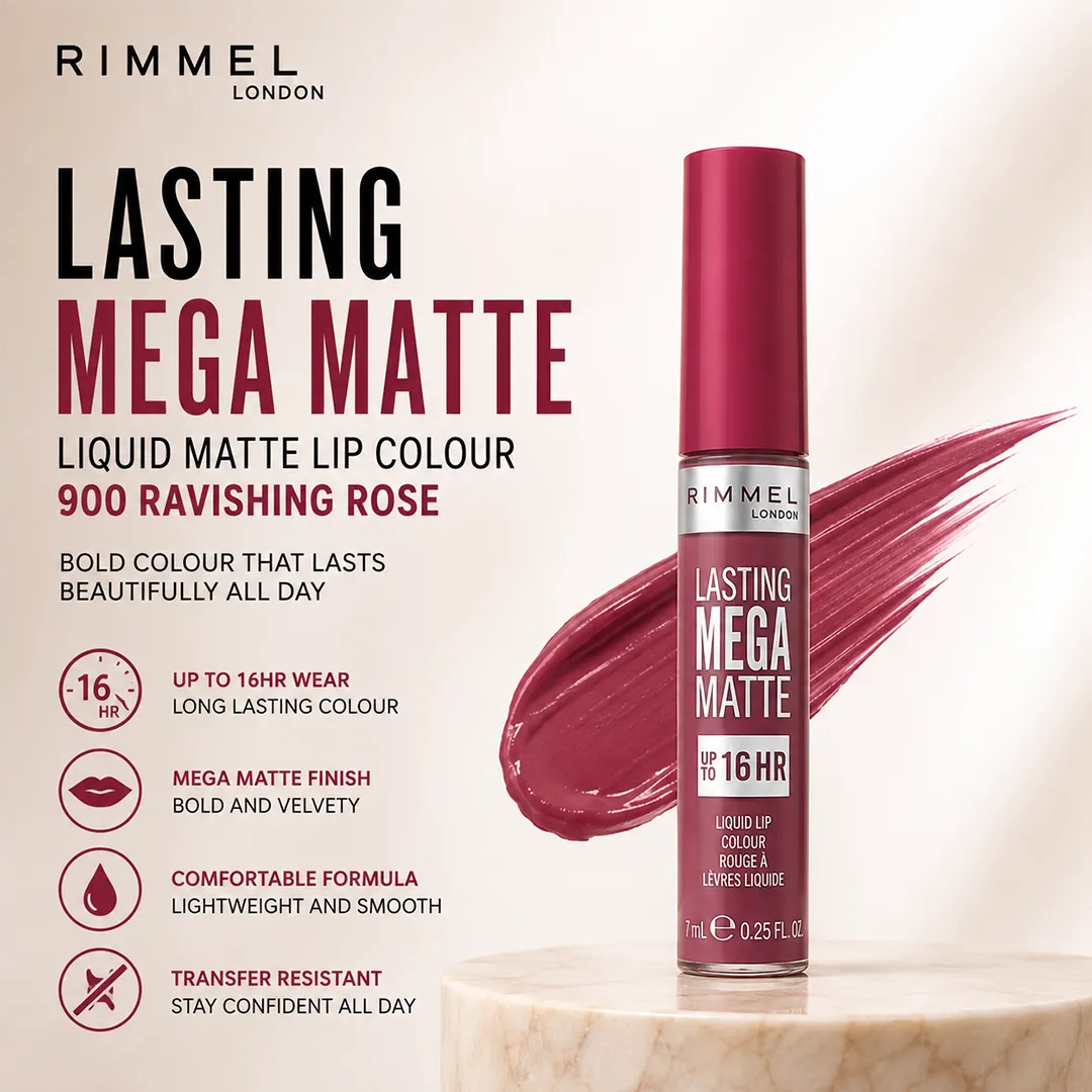 RIMMEL LIQUID MATTE LIP COLOUR 900 RAVISHING ROSE