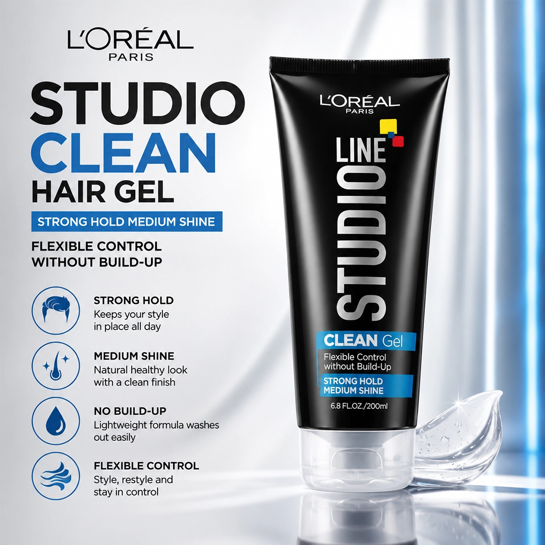 LOREAL USA HAIR GEL 200ML STUDIO CLEAN
