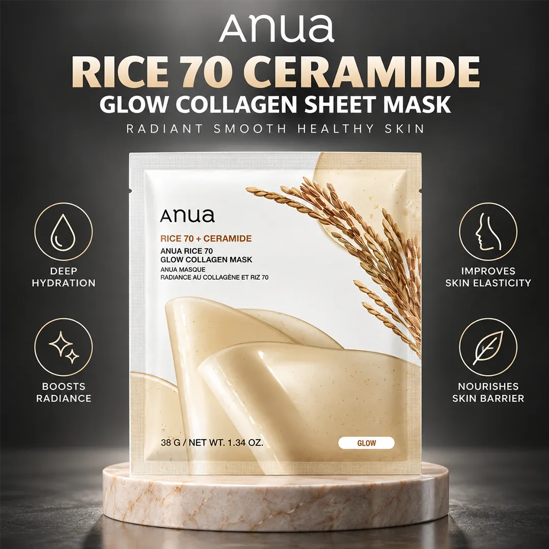 ANUA RICE 70 CERAMIDE GLOW COLLAGEN SHEET MASK