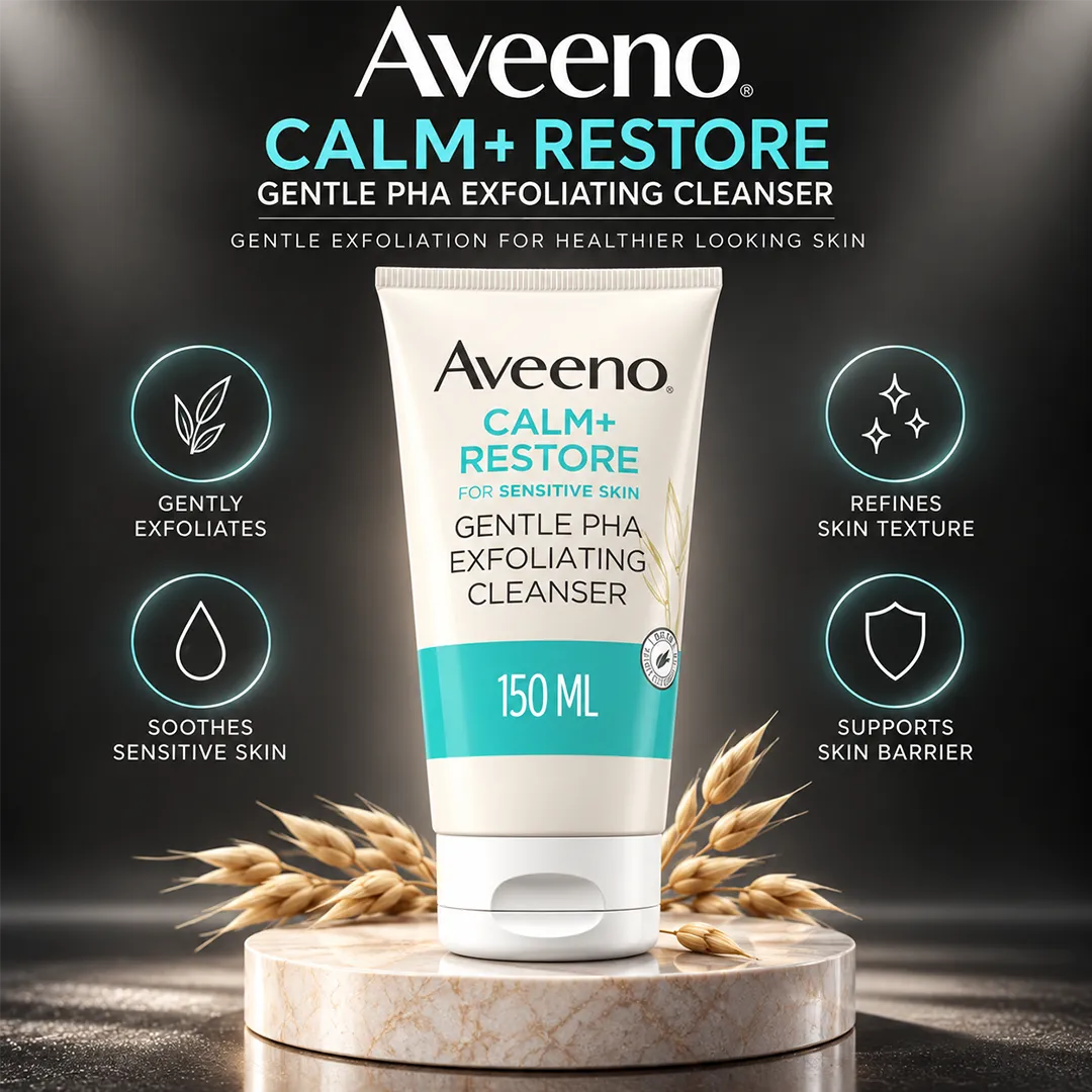 AVEENO CALM RESTORE GENTLE PHA  EXFOLIATING CLEANSER 150ML