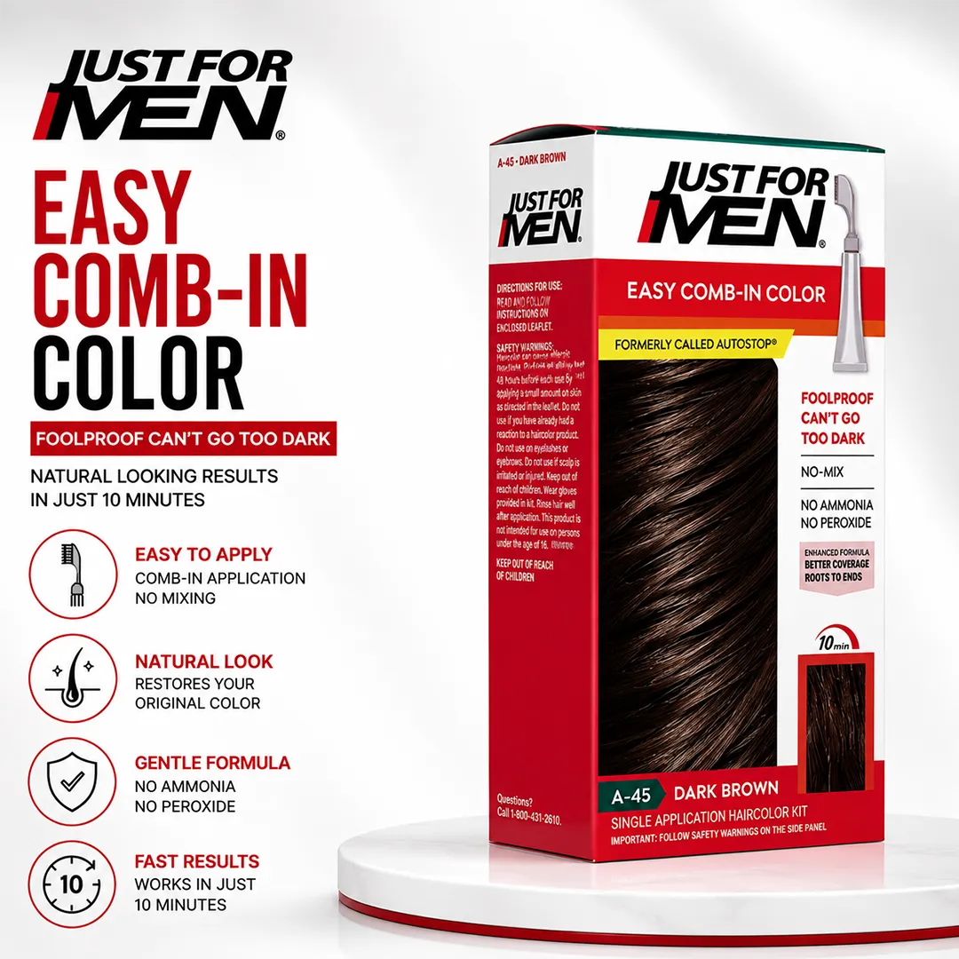 JUST FOR MEN COLOR EASY COMB DARK BROWN