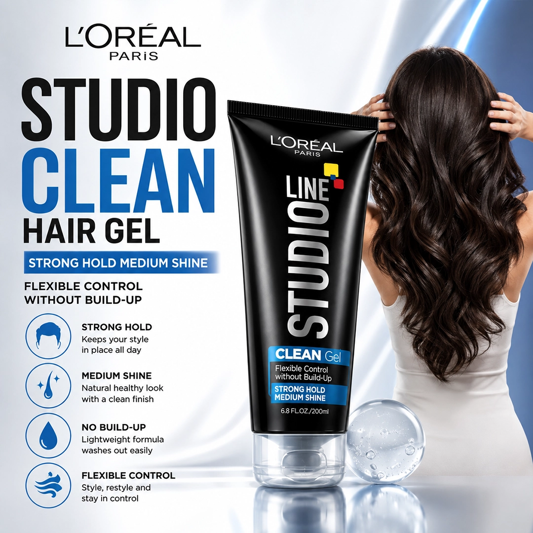 LOREAL USA HAIR GEL 200ML STUDIO CLEAN