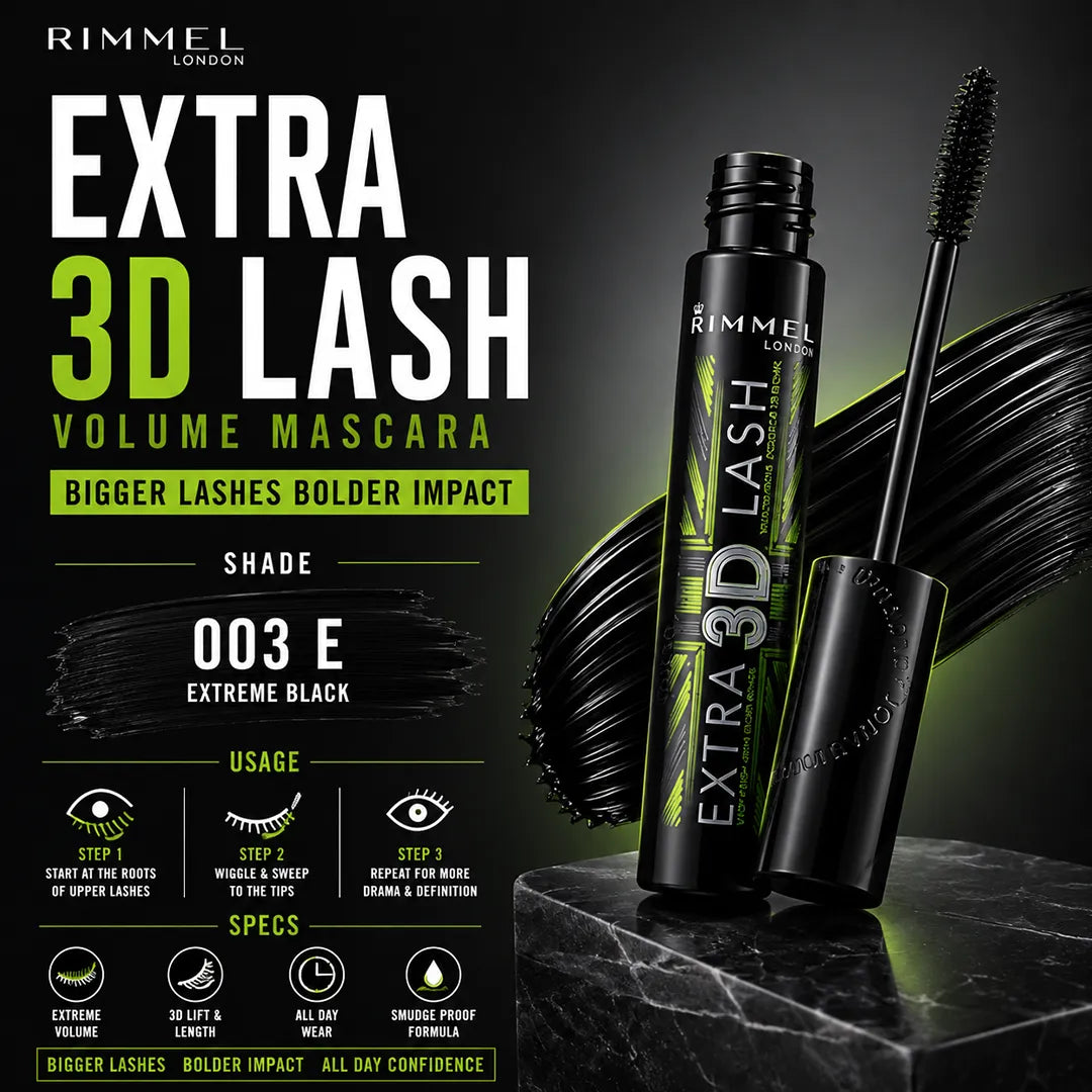 RIMMEL EXTRA 3D LASH VOLUME MASCARA 003 E