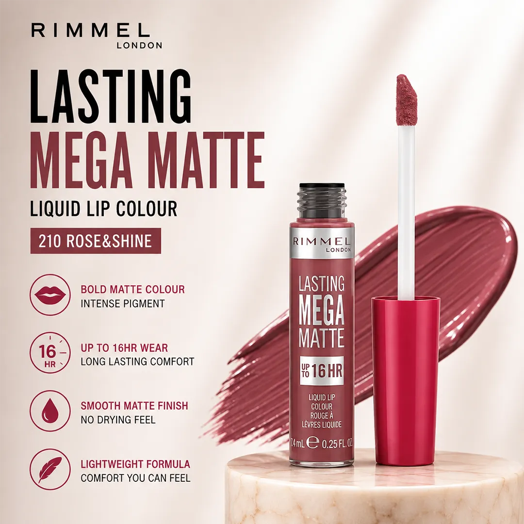 RIMMEL LIP COLOR LASTING MEGA MATTE 210 ROSE&SHINE