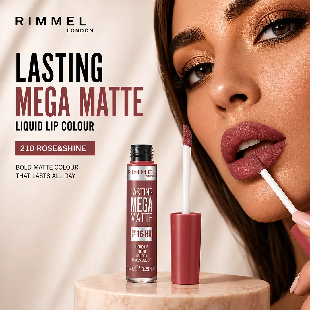 RIMMEL LIP COLOR LASTING MEGA MATTE 210 ROSE&SHINE