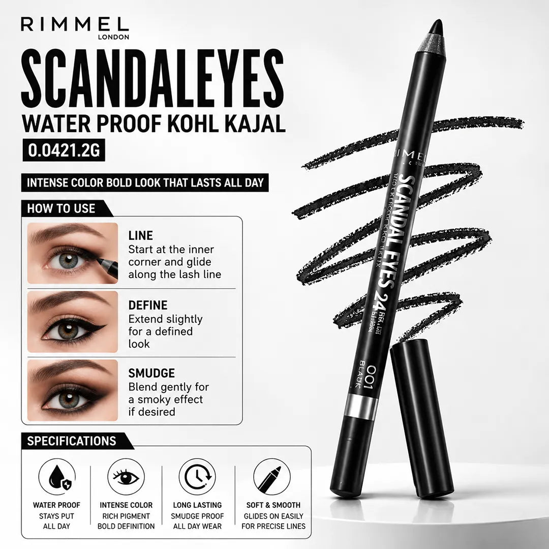 RIMMEL SCANDALE EYES WATER PROOF KOHL KAJAL 0.0421.2G