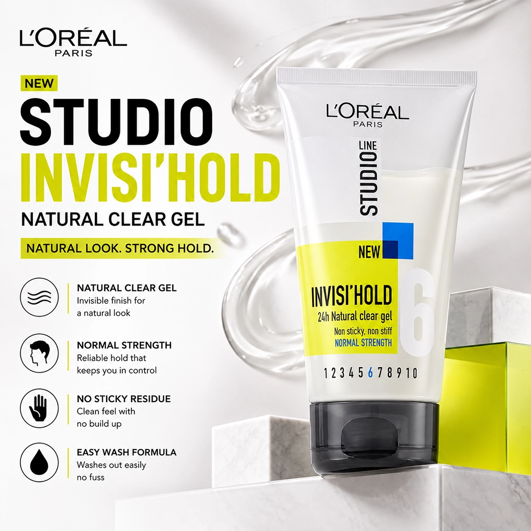 LOREAL STUDIO HAIR GEL 150ML INVISI HOLD NORMAL STRENGTH
