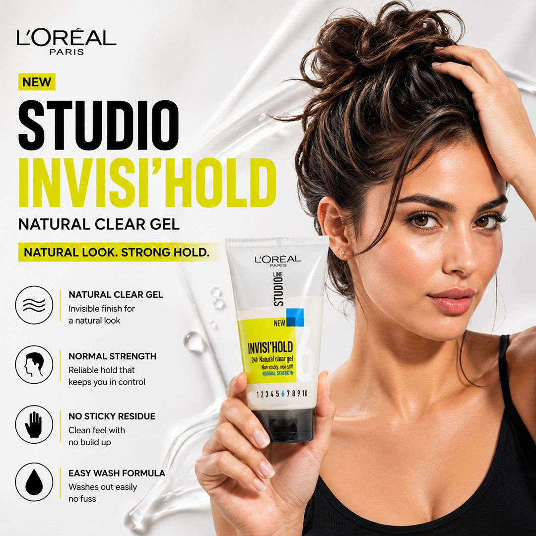 LOREAL STUDIO HAIR GEL 150ML INVISI HOLD NORMAL STRENGTH