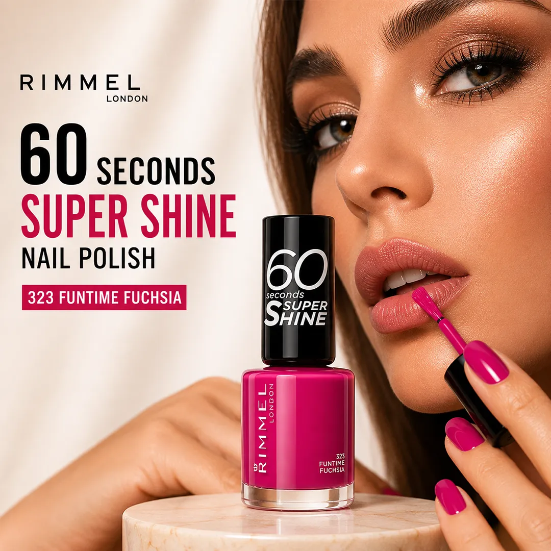RIMMEL 60SEC NAIL POLISH NO 323 FUNTIME FUCHSIA