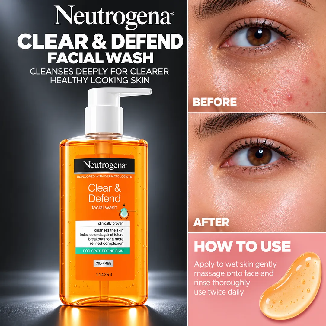 NEUTROGENA CLEAR & DEFEND FACIAL WASH 200ML